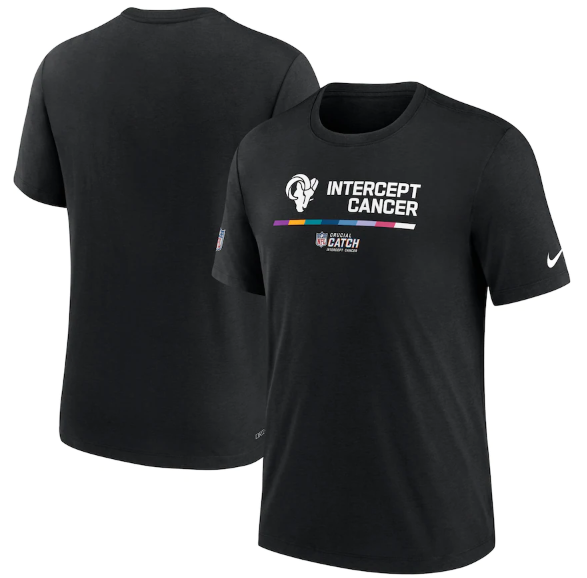 Men's Black Los Angeles Rams 2022 Crucial Catch Performance T-Shirt